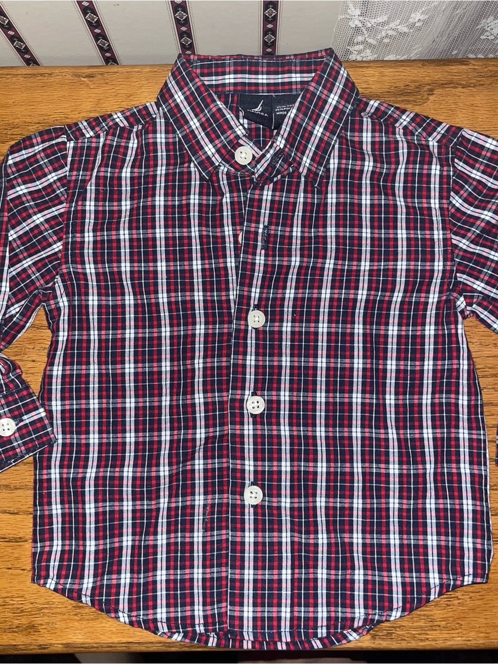 Nautica Red, Navy & White Plaid Button-Down Shirt for Kids